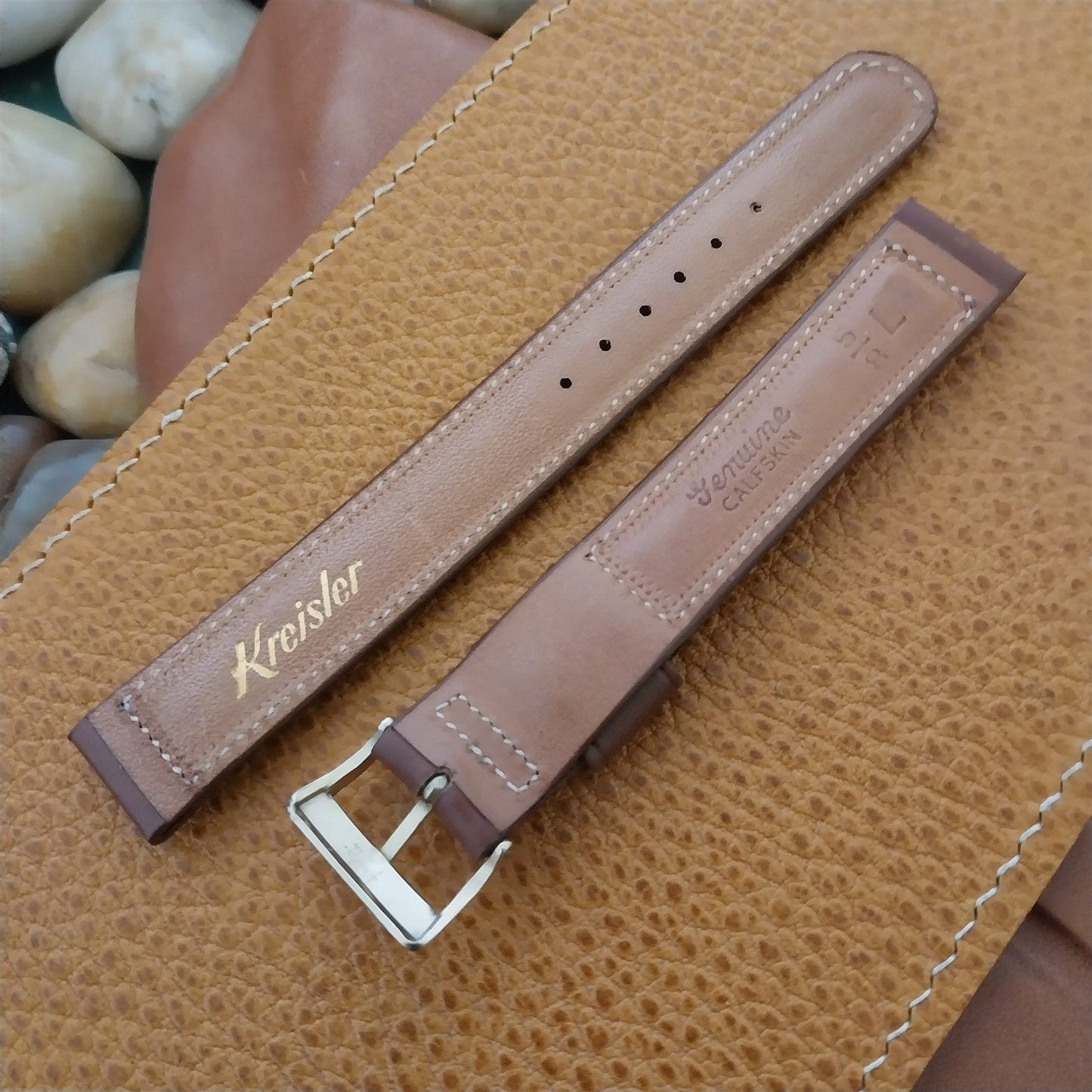 5/8" Kreisler Brown Calf Long Single-Keeper 1950s Unused Vintage Watch Band