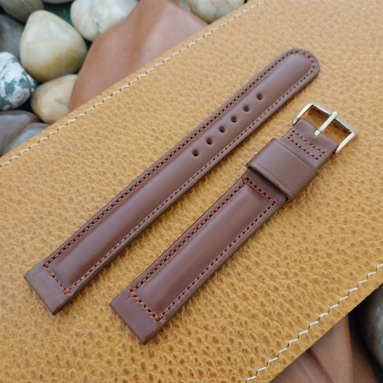 5/8" Kreisler Brown Calf Long Single-Keeper 1950s Unused Vintage Watch Band