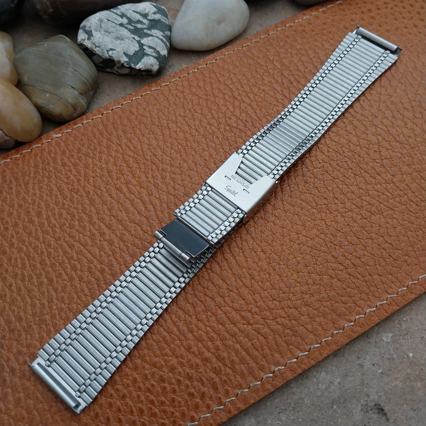 19mm LED LCD Speidel Stainless Steel Flared Unused 1970s Vintage Watch Band