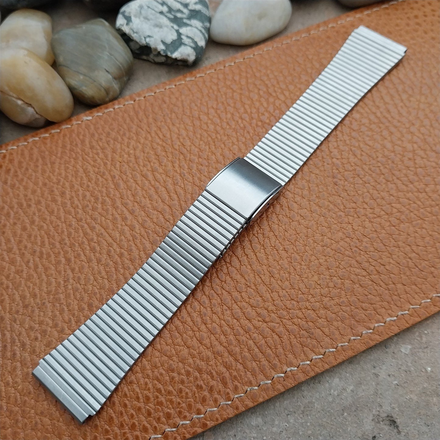 19mm LED LCD Speidel Stainless Steel Flared Unused 1970s Vintage Watch Band