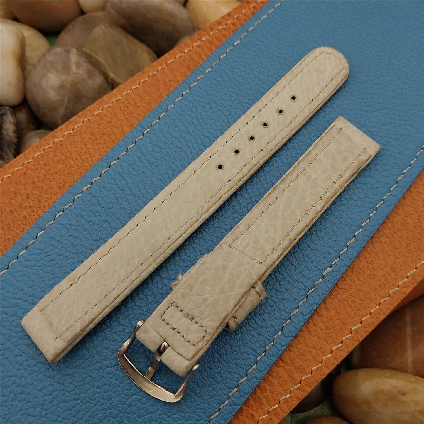 5/8" Gray Shrunken Calf Single-Keeper Long Unused nos 1950s Vintage Watch Band