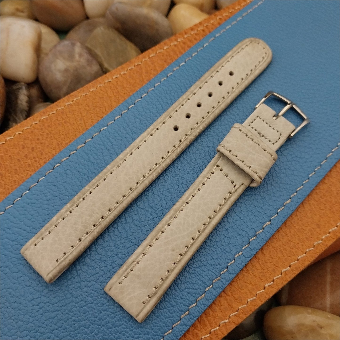 5/8" Gray Shrunken Calf Single-Keeper Long Unused nos 1950s Vintage Watch Band