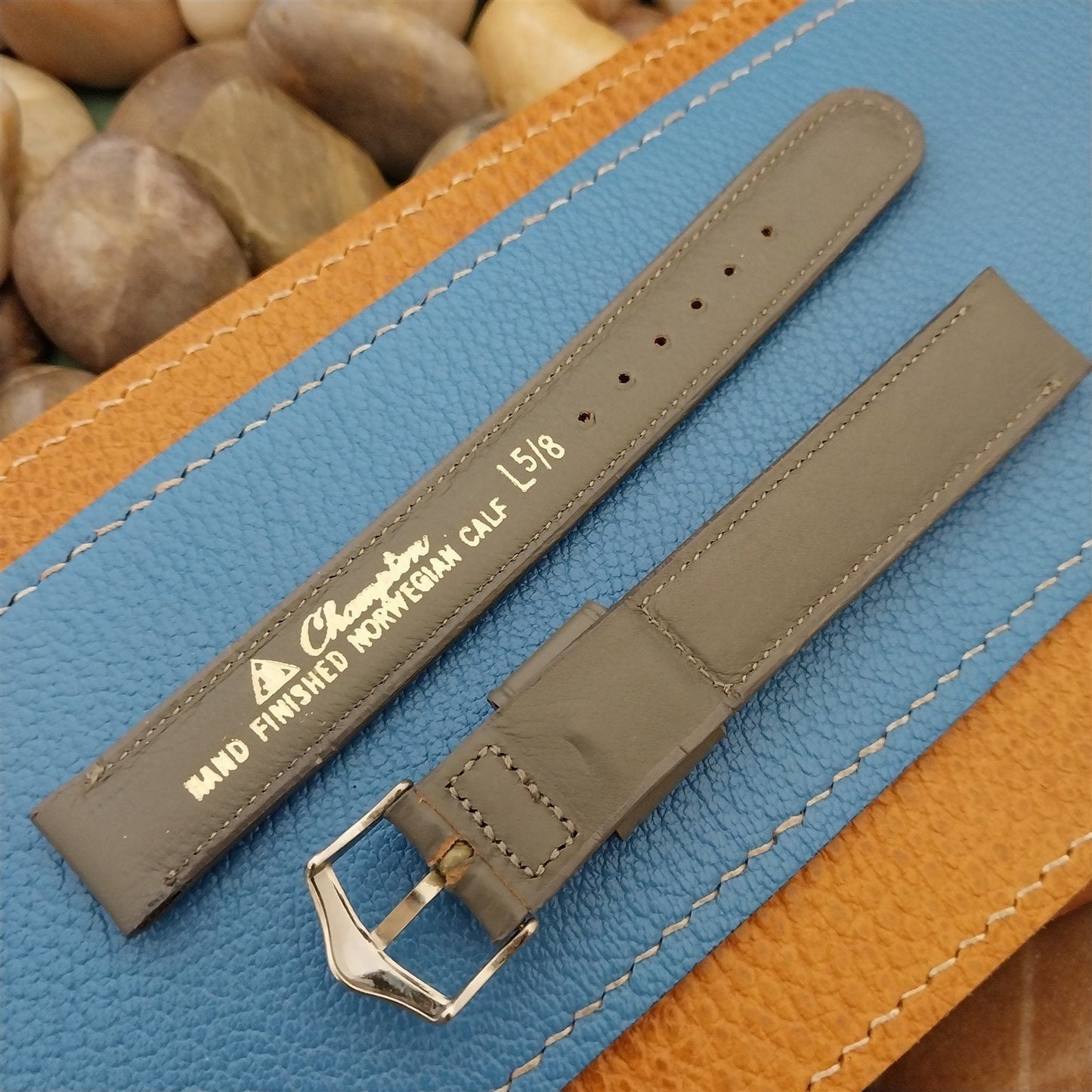 5/8" JB Champion Long Gray Padded Scandia Calf nos 1960s Vintage Watch Band