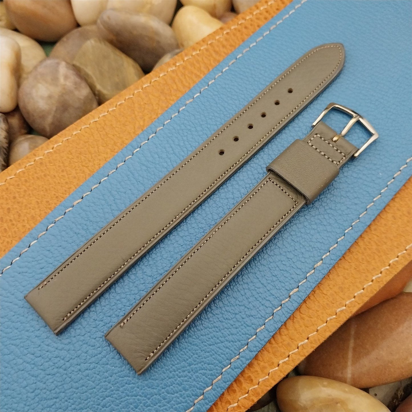 5/8" X-Long Single-Keeper Gray Calf Leather Mormac USA Unused Vintage Watch Band