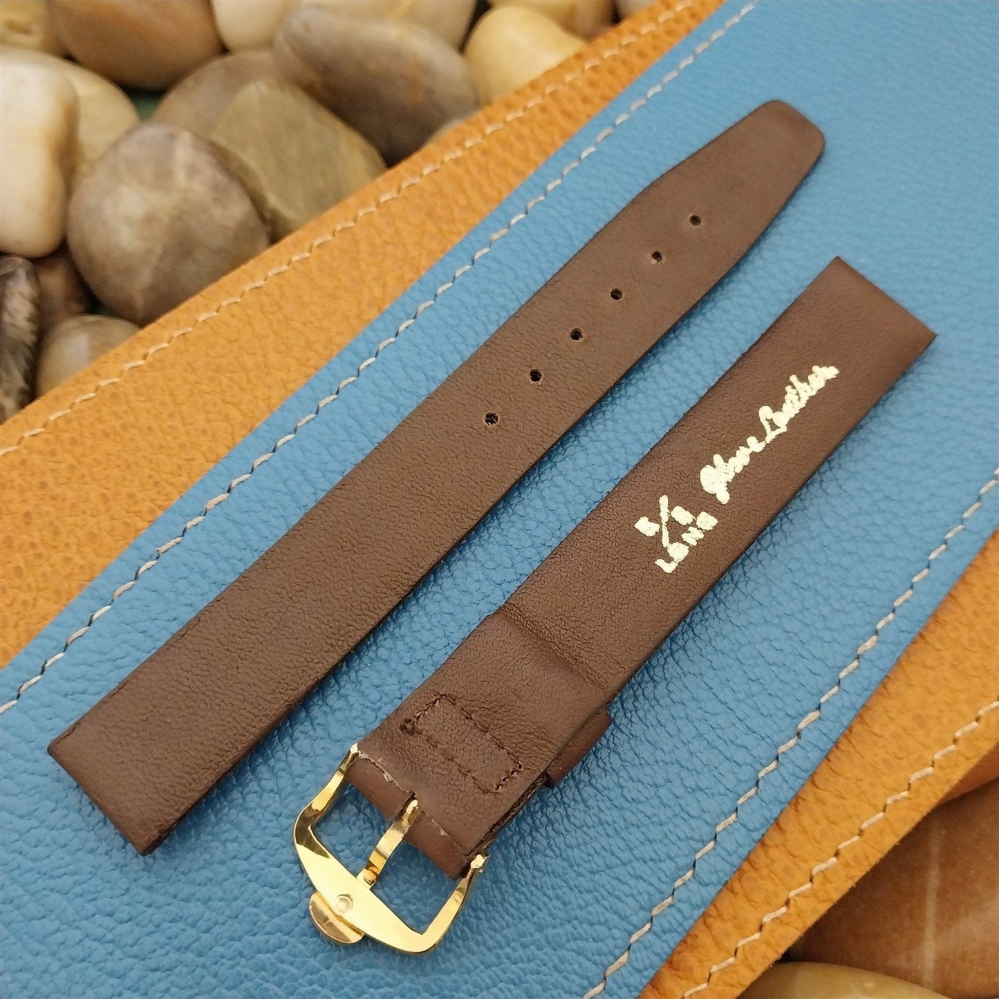 5/8" Kalbe Brown Long Glove Leather unused 1960s-1970s Vintage Watch Band