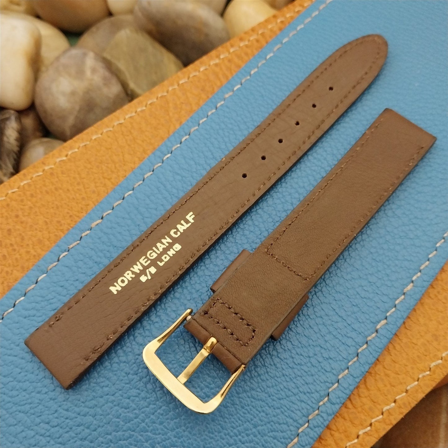 5/8" Downing Long Brown Norwegian Calf Leather Unused 1970s Vintage Watch Band