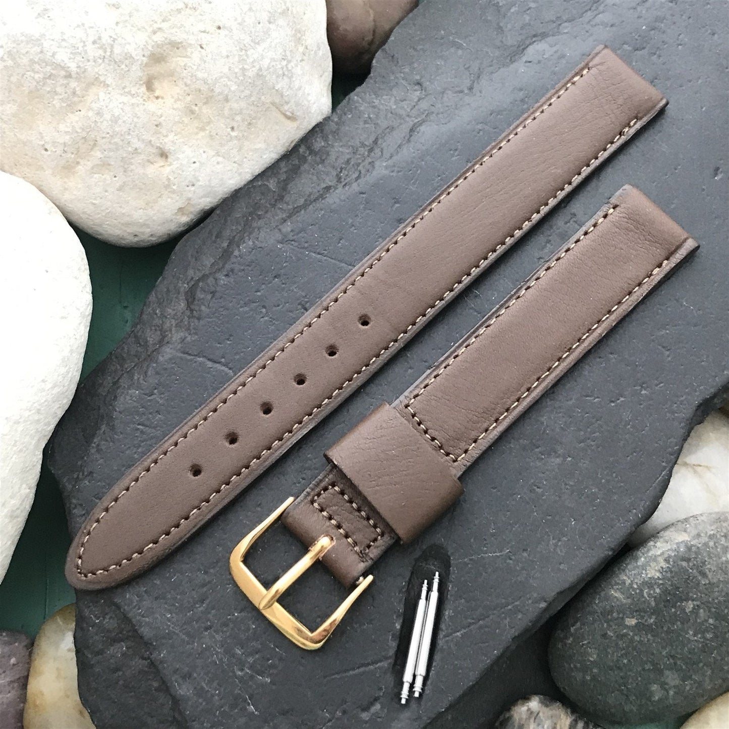 5/8" Downing Long Brown Norwegian Calf Leather Unused 1970s Vintage Watch Band