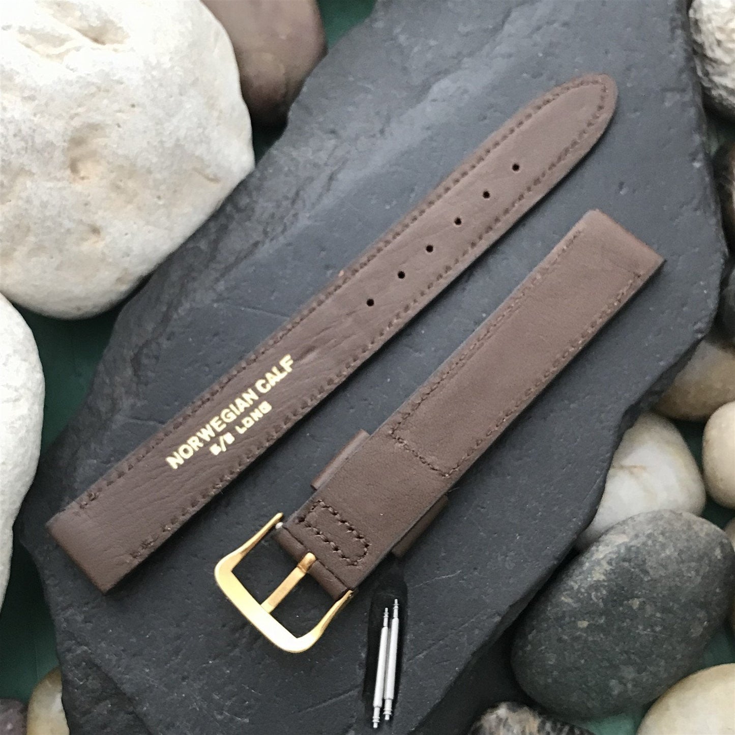 5/8" Downing Long Brown Norwegian Calf Leather Unused 1970s Vintage Watch Band