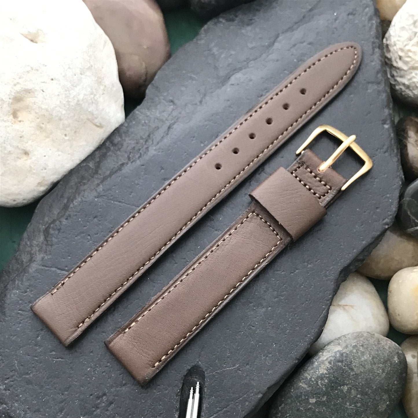 5/8" Downing Long Brown Norwegian Calf Leather Unused 1970s Vintage Watch Band