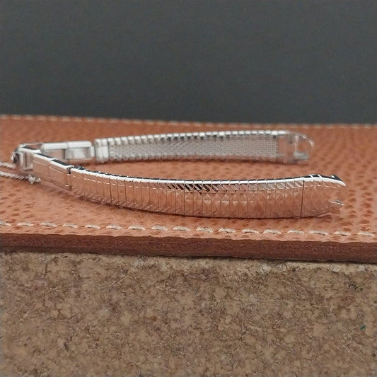 1970s Bulova Rhodium Plate Stainless Unused Ladies Vintage Cocktail Watch Band