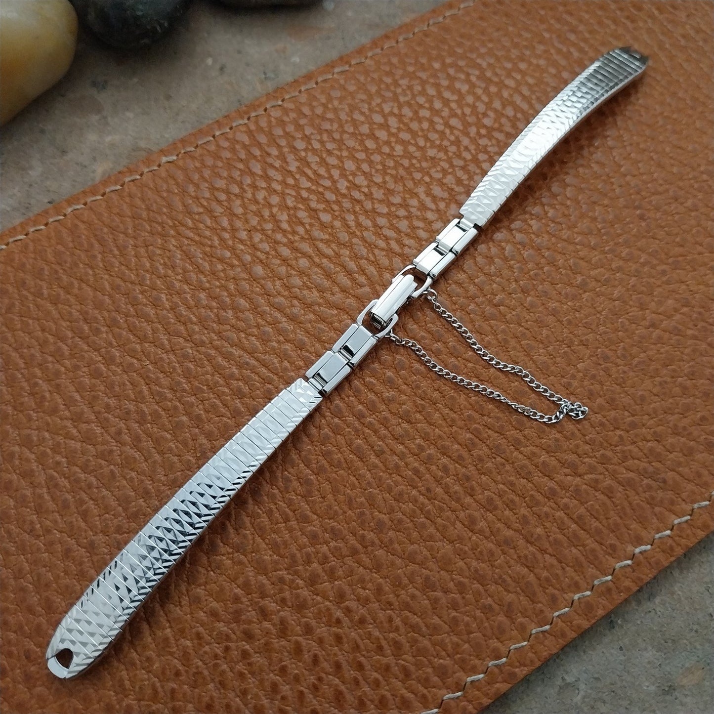 1970s Bulova Rhodium Plate Stainless Unused Ladies Vintage Cocktail Watch Band