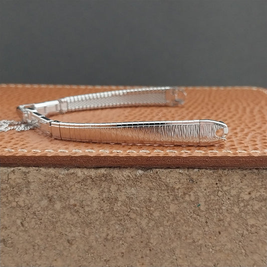 70s Bulova Rhodium Plate Stainless Steel NOS Ladies Vintage Cocktail Watch Band