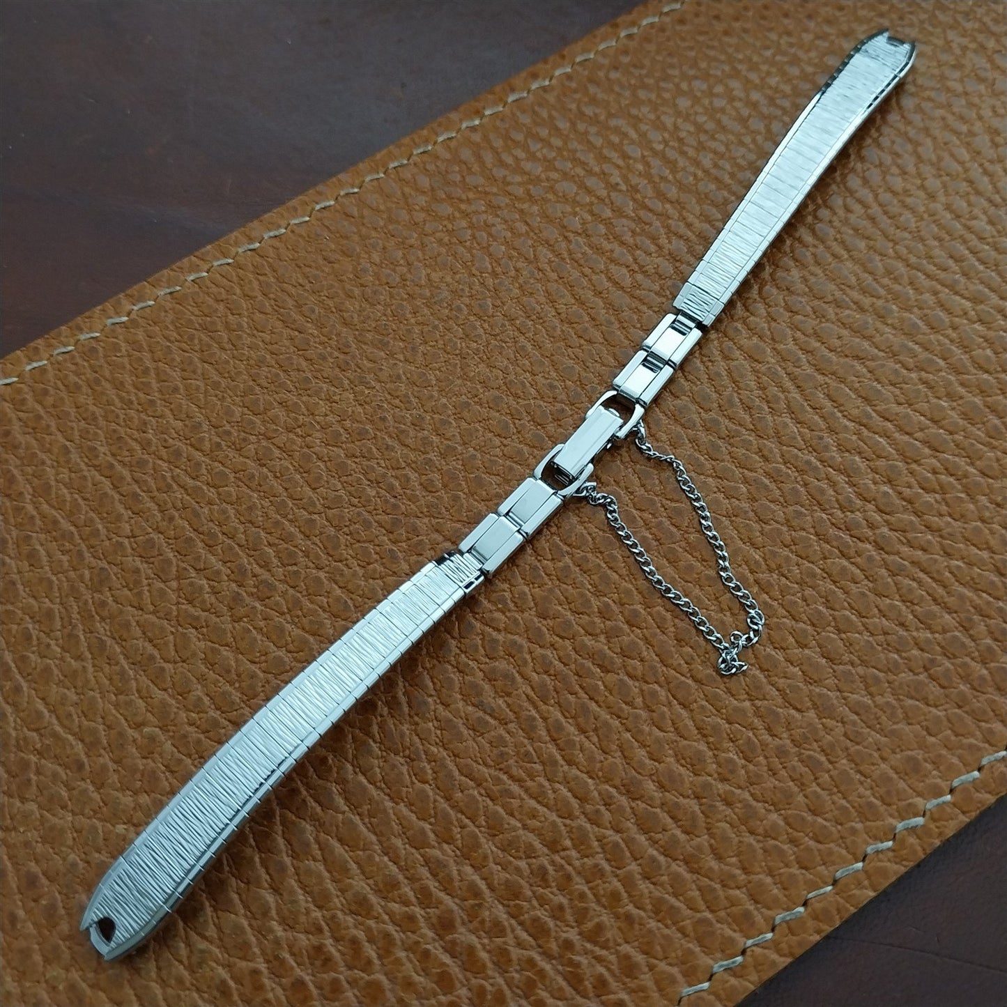 70s Bulova Rhodium Plate Stainless Steel NOS Ladies Vintage Cocktail Watch Band