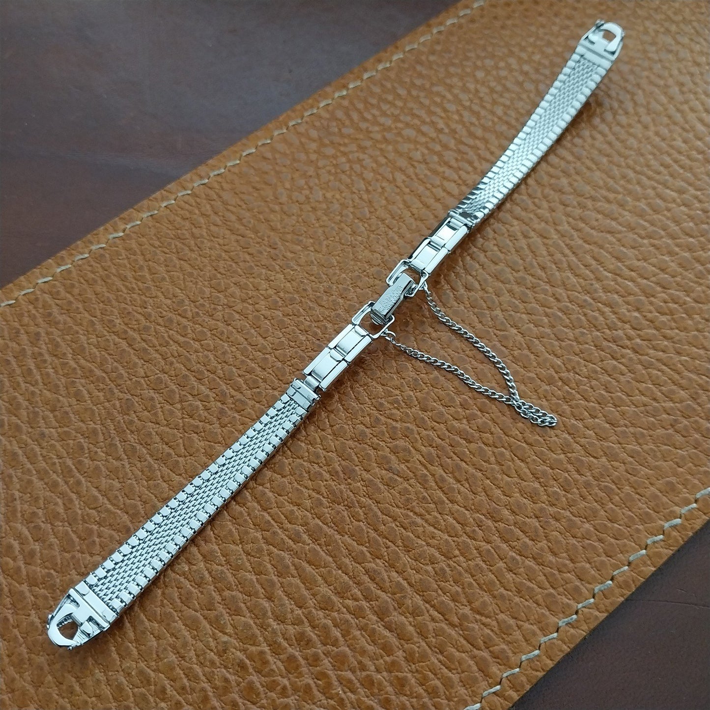 70s Bulova Rhodium Plate Stainless Steel NOS Ladies Vintage Cocktail Watch Band