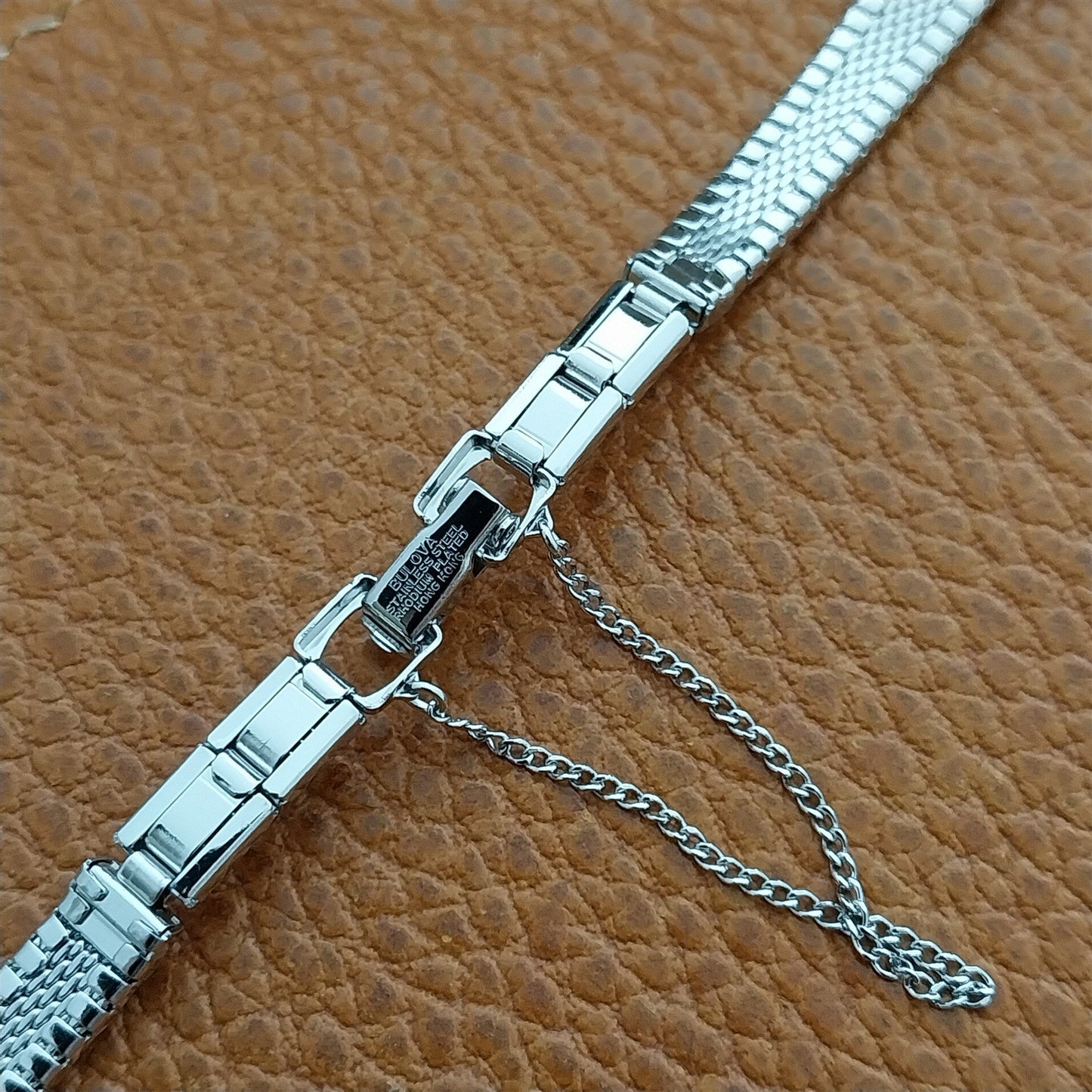70s Bulova Rhodium Plate Stainless Steel NOS Ladies Vintage Cocktail Watch Band