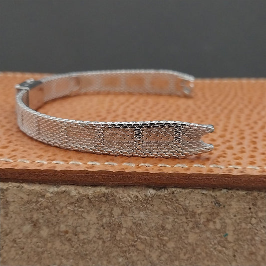 1970s Bulova White Gold rgp Mesh Unused Ladies Vintage Cocktail Watch Band