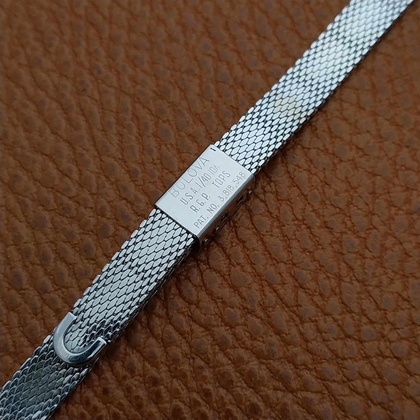 1970s Bulova White Gold rgp Mesh Unused Ladies Vintage Cocktail Watch Band