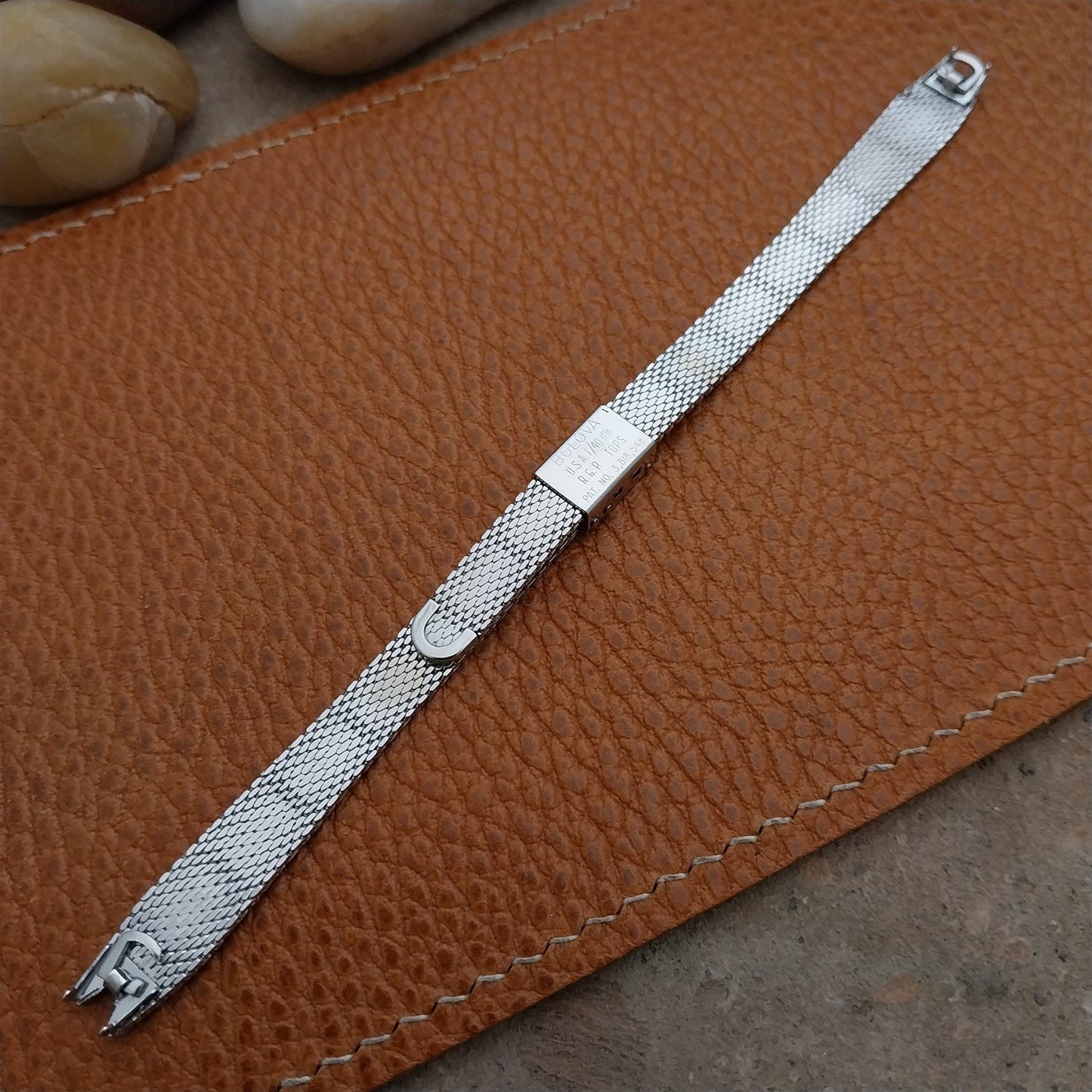 1970s Bulova White Gold rgp Mesh Unused Ladies Vintage Cocktail Watch Band