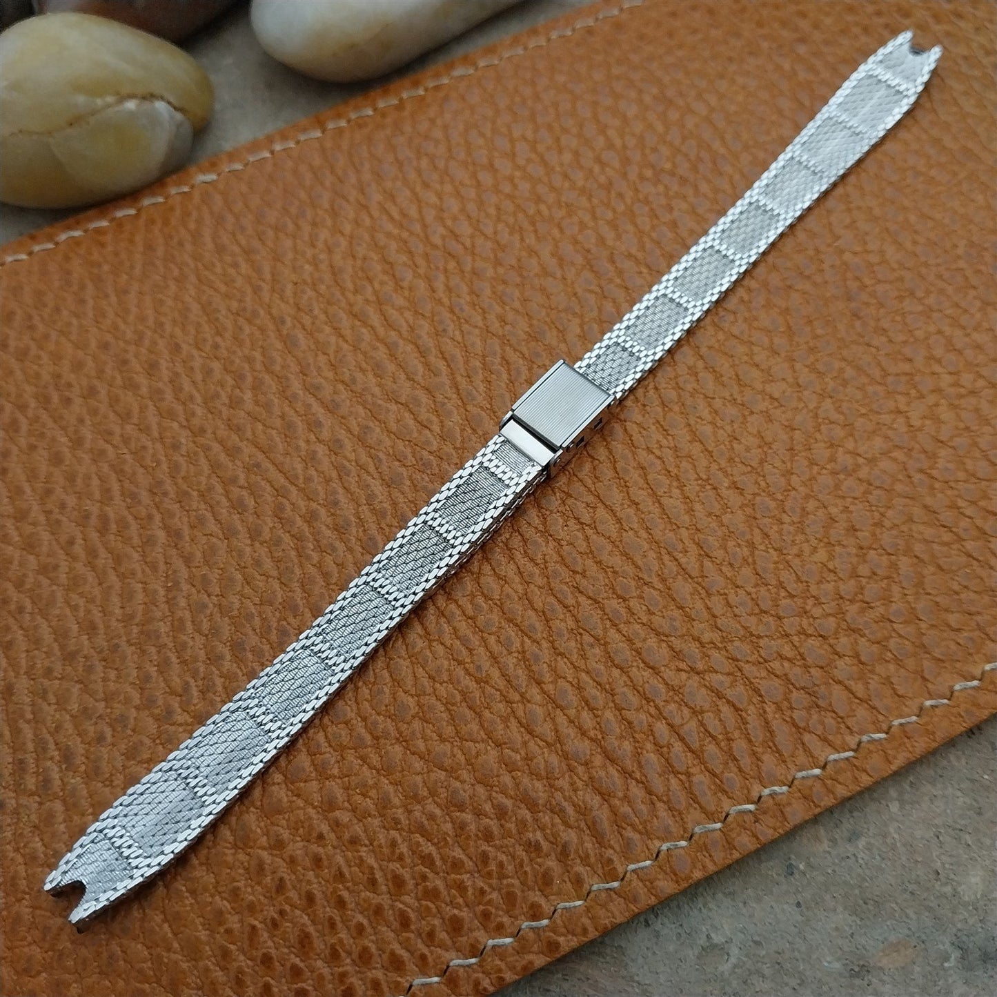 1970s Bulova White Gold rgp Mesh Unused Ladies Vintage Cocktail Watch Band