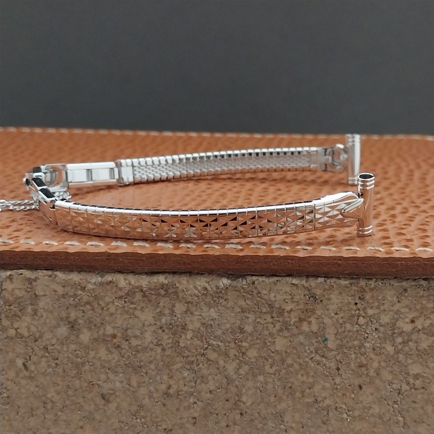 11mm 1970s Bulova Rhodium Plate Stainless Steel Unused Ladies Vintage Watch Band