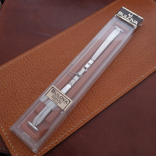 1/2" Bulova Rhodium Plate Stainless Steel NOS Ladies Vintage Cocktail Watch Band