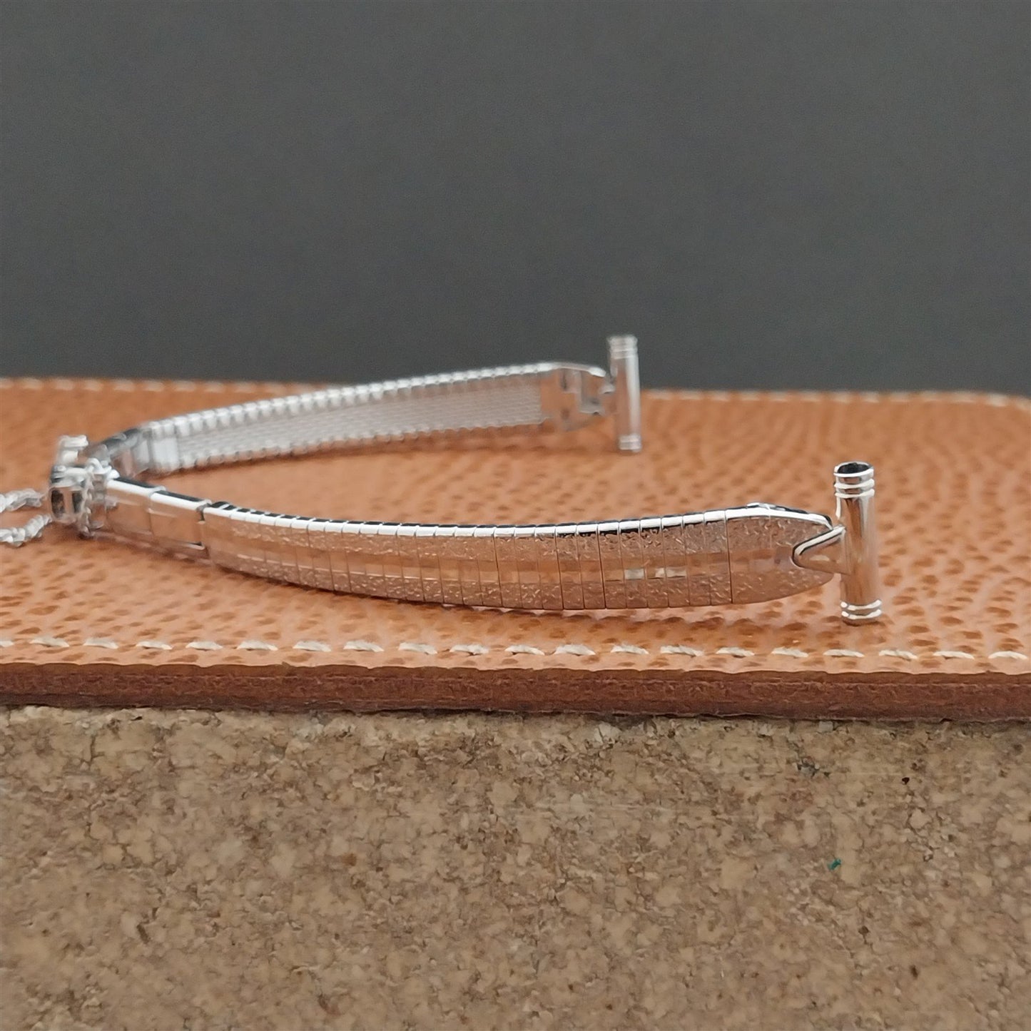 1/2" Bulova Rhodium Plate Stainless Steel NOS Ladies Vintage Cocktail Watch Band