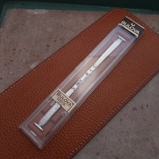 1/2" Bulova Rhodium Plate Stainless Steel Unused Ladies 1970s Vintage Watch Band