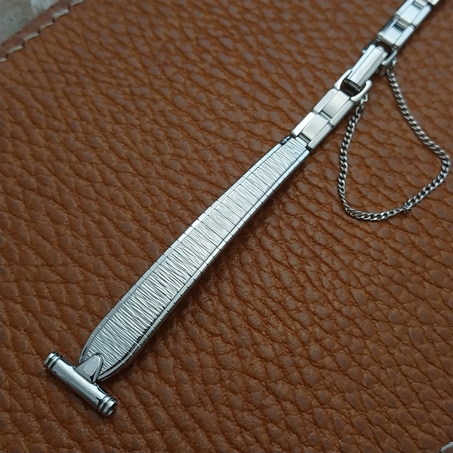 1/2" Bulova Rhodium Plate Stainless Steel Unused Ladies 1970s Vintage Watch Band