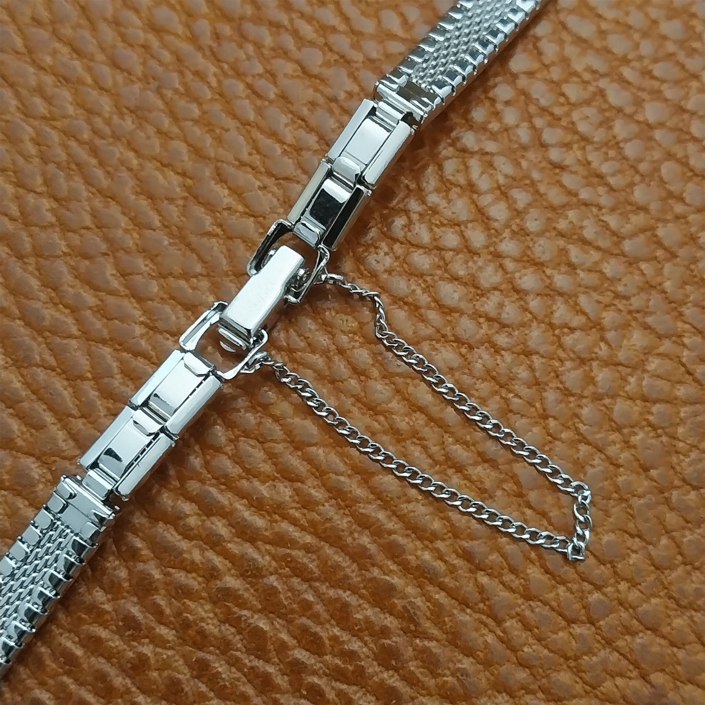 1/2" Bulova Rhodium Plate Stainless Steel Unused Ladies 1970s Vintage Watch Band