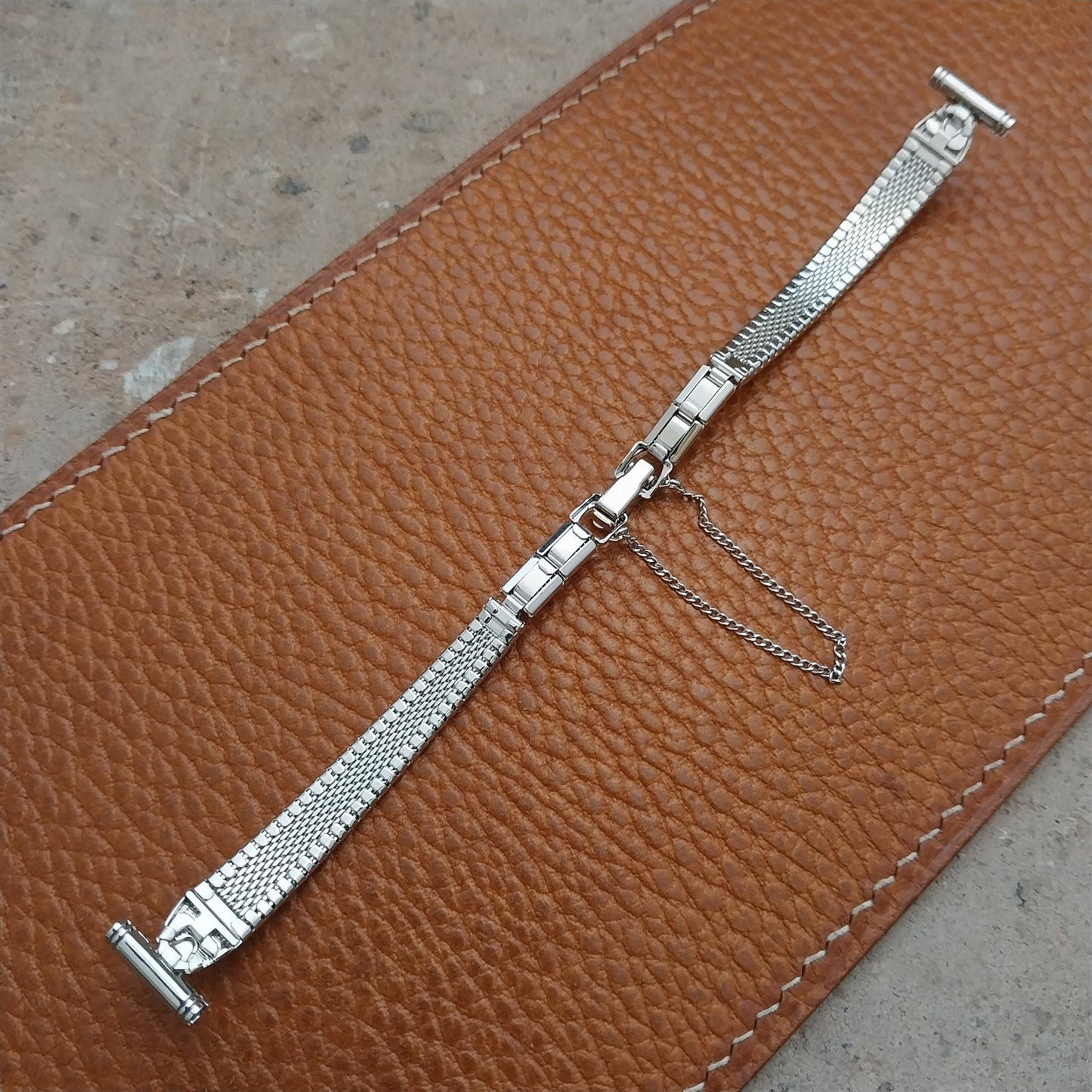 1/2" Bulova Rhodium Plate Stainless Steel Unused Ladies 1970s Vintage Watch Band