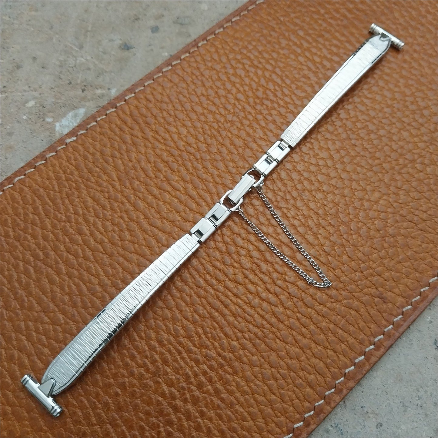 1/2" Bulova Rhodium Plate Stainless Steel Unused Ladies 1970s Vintage Watch Band