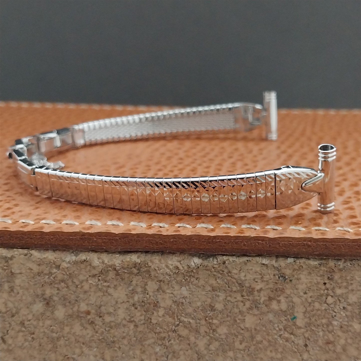 1/2" Bulova Rhodium Plate Stainless Steel Ladies 70s Vintage Cocktail Watch Band