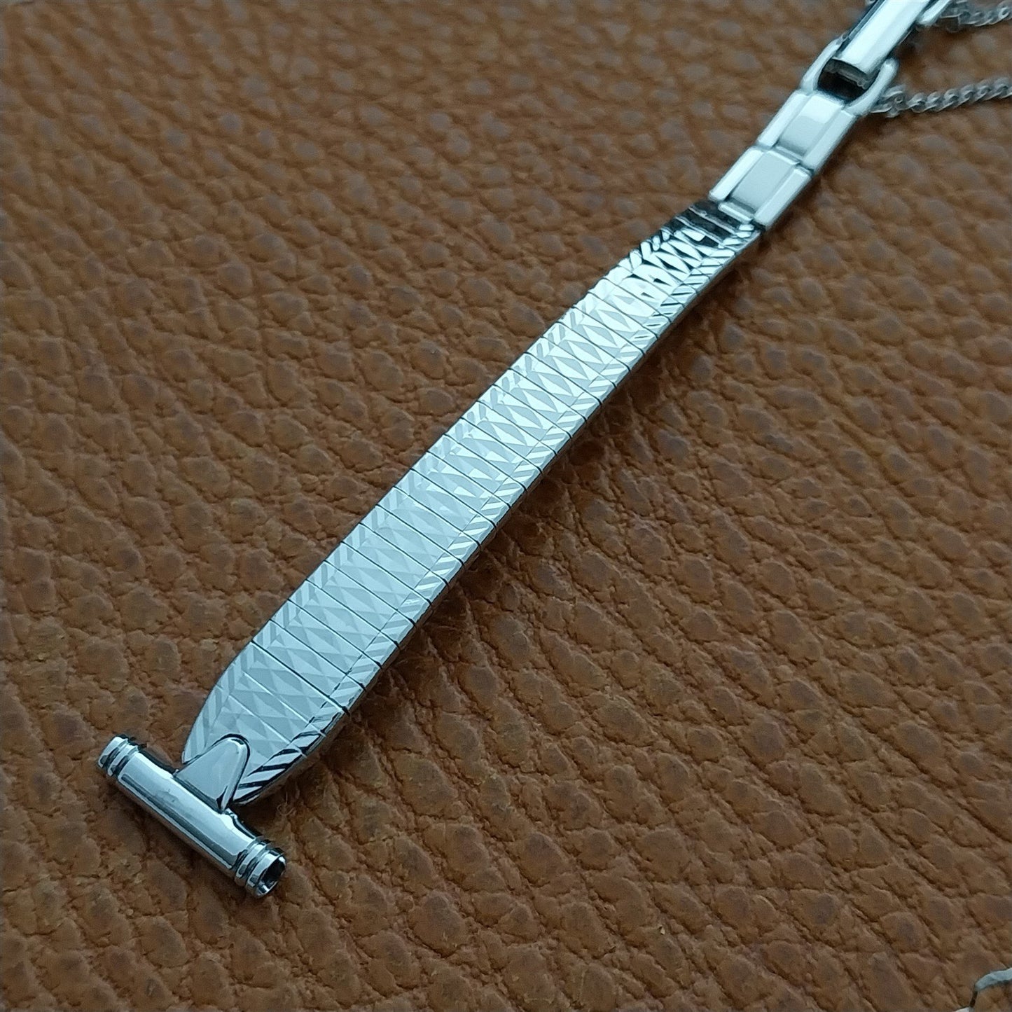 1/2" Bulova Rhodium Plate Stainless Steel Ladies 70s Vintage Cocktail Watch Band