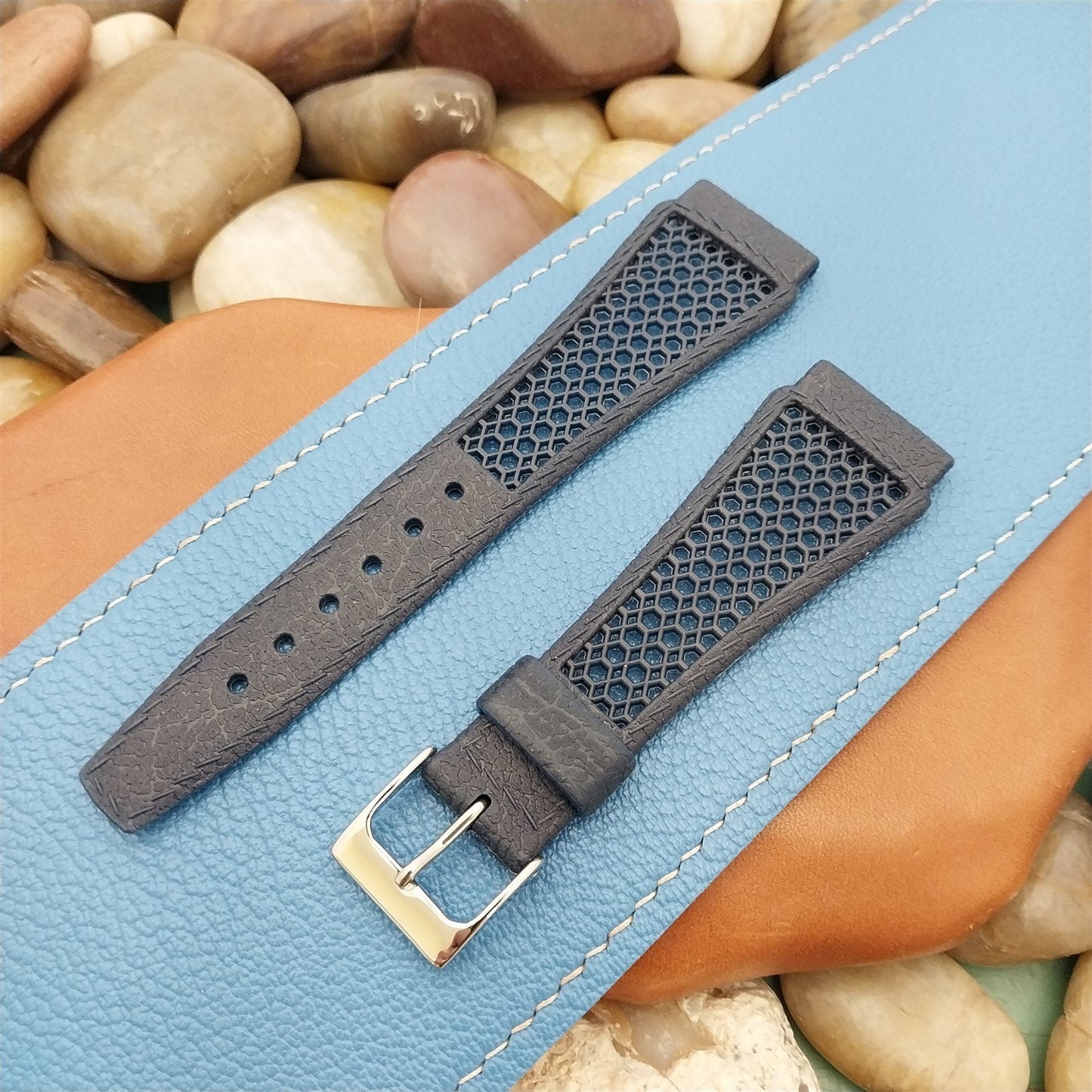 22mm Blue Skindiver Strap Golay Swiss nos 1960s-1970s Unused Vintage Watch Band