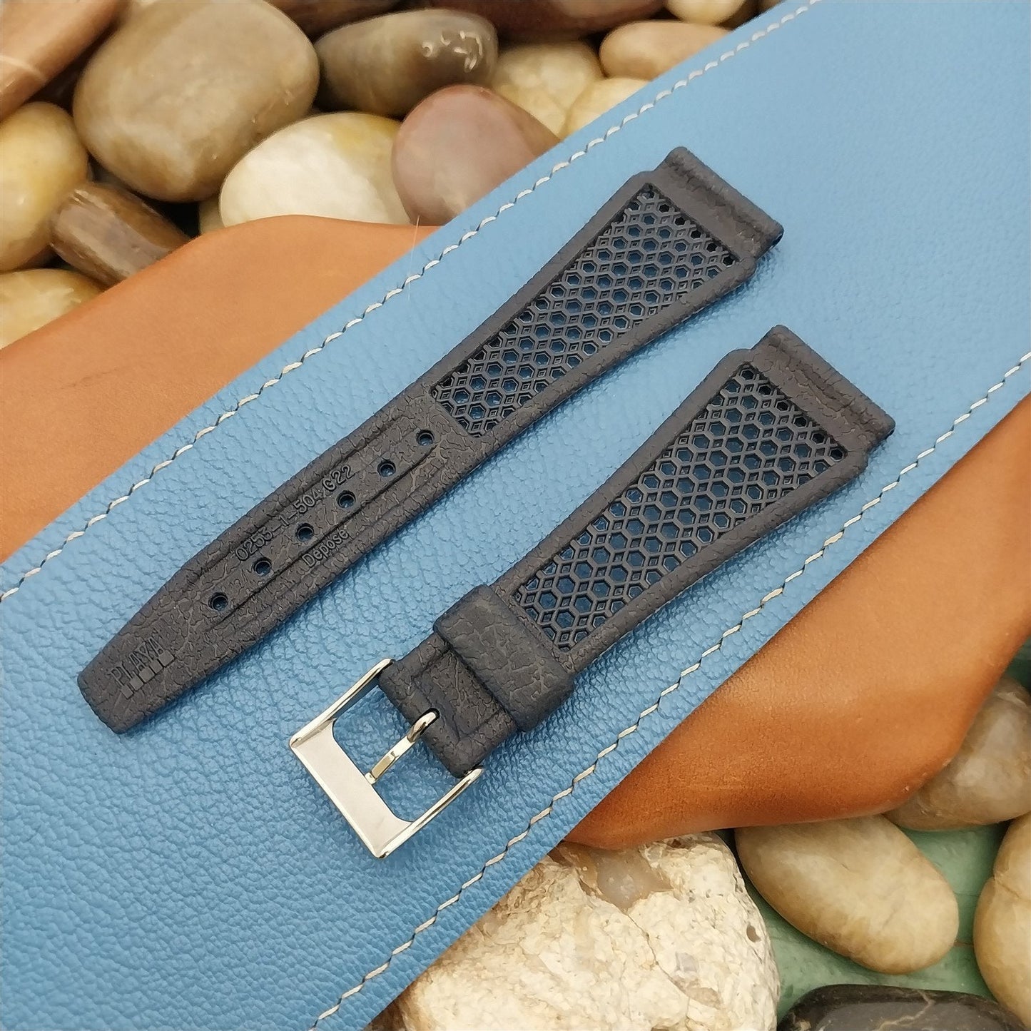 22mm Blue Skindiver Strap Golay Swiss nos 1960s-1970s Unused Vintage Watch Band