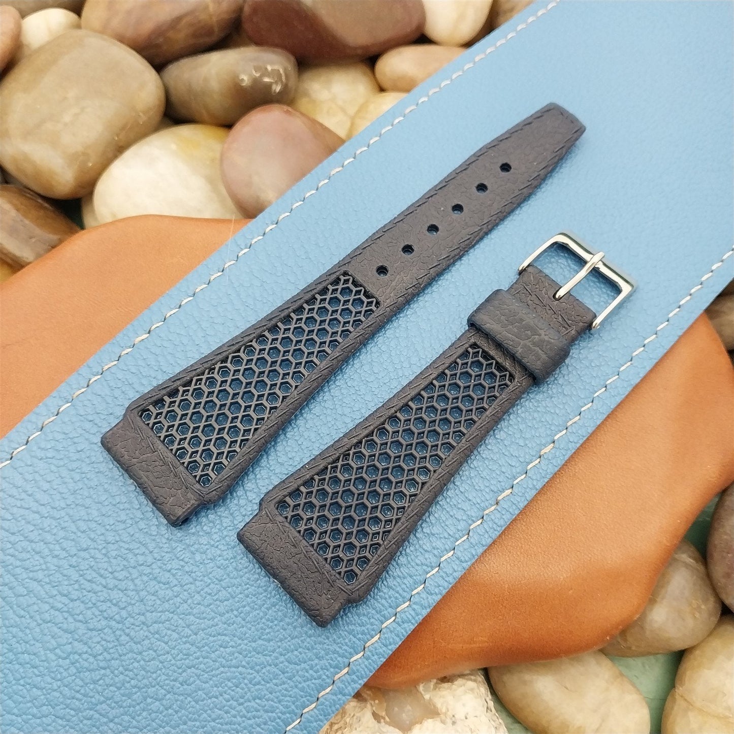 22mm Blue Skindiver Strap Golay Swiss nos 1960s-1970s Unused Vintage Watch Band