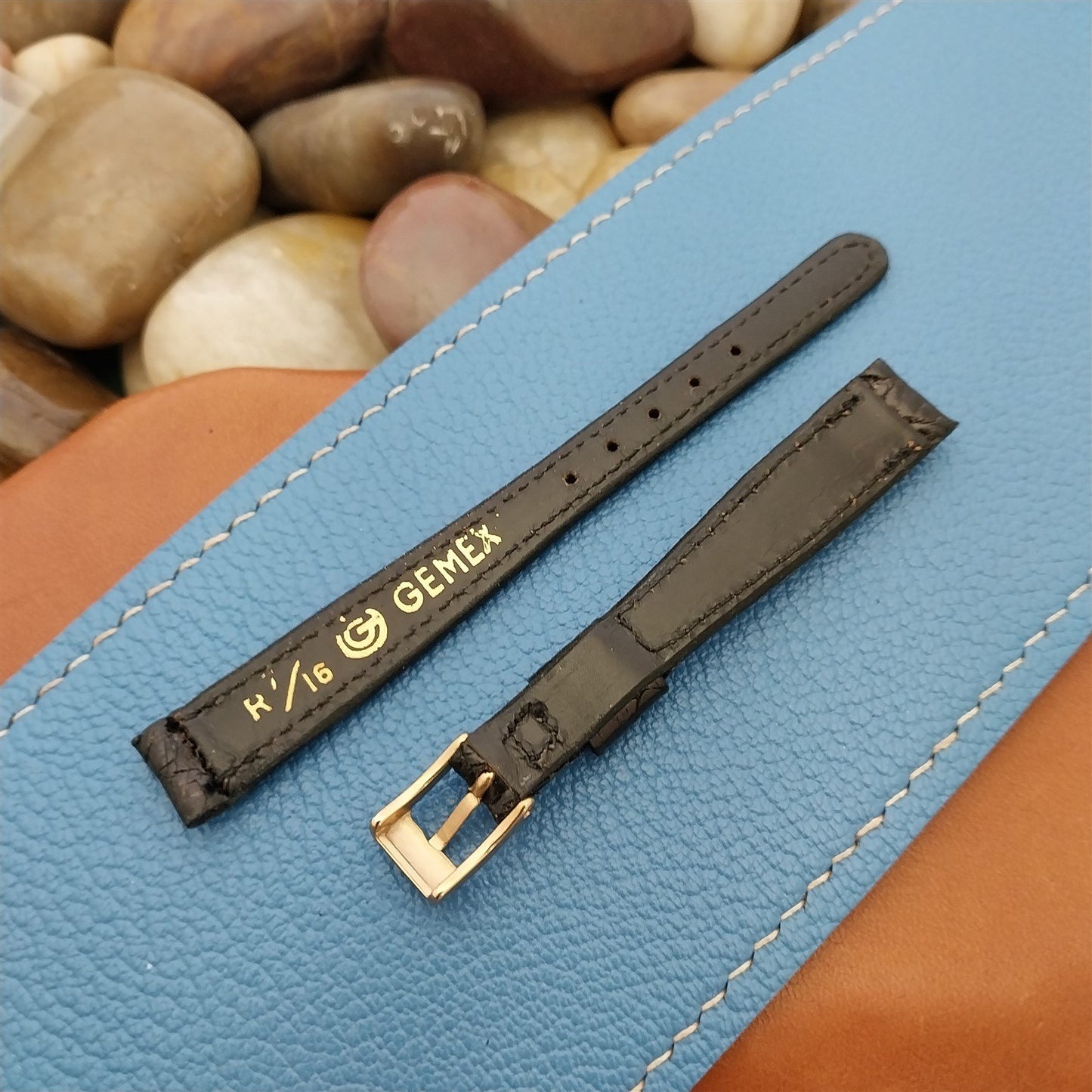 11mm Black Alligator Ladies Gemex Unused nos 1950s Vintage Watch Band