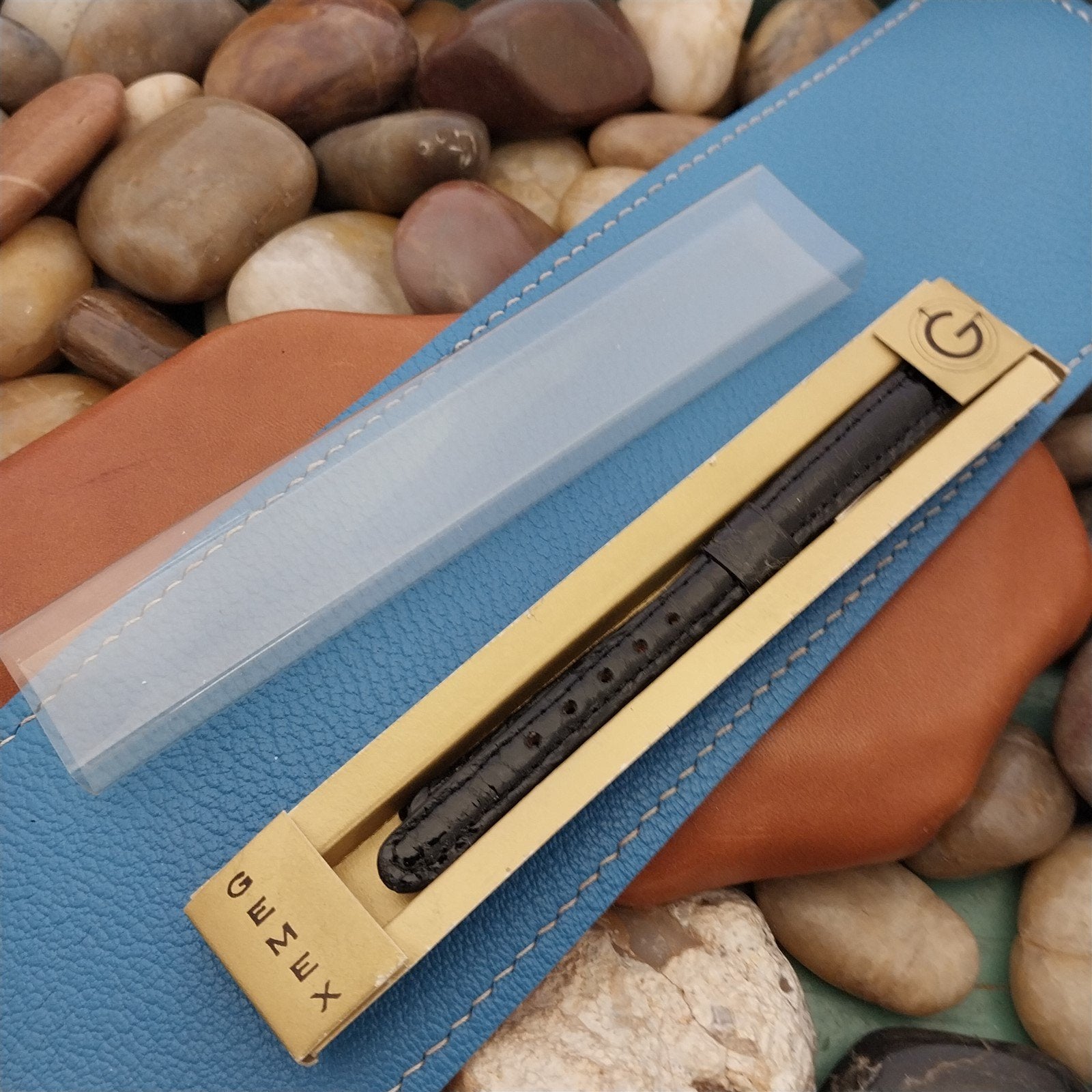 3/8" Black Alligator Long Ladies Gemex Unused nos 1950s Vintage Watch Band