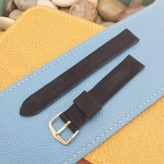 1960s 5/8" Mormac Single-Keeper Black Holland Suede Unused Vintage Watch Band