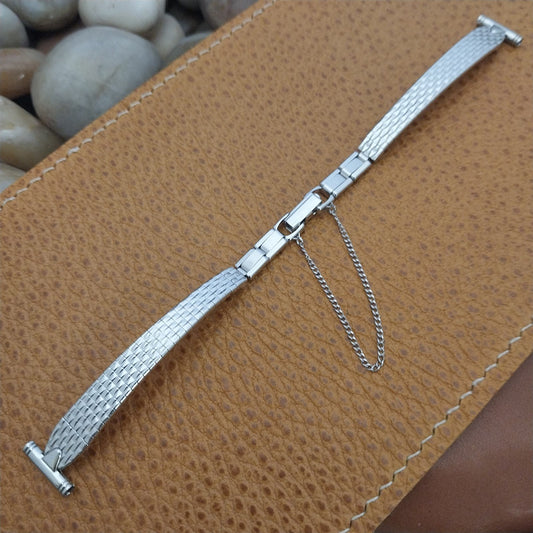 1/2" Bulova Rhodium Plate Stainless Steel Unused Ladies 1970s Vintage Watch Band