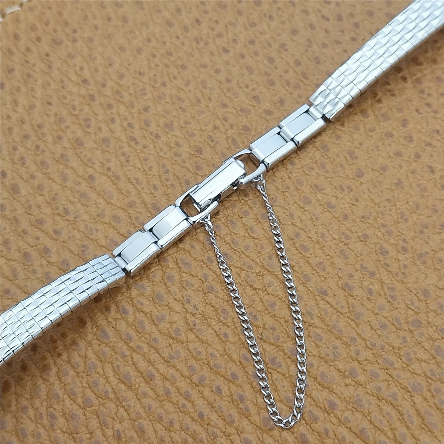 1/2" Bulova Rhodium Plate Stainless Steel Unused Ladies 1970s Vintage Watch Band