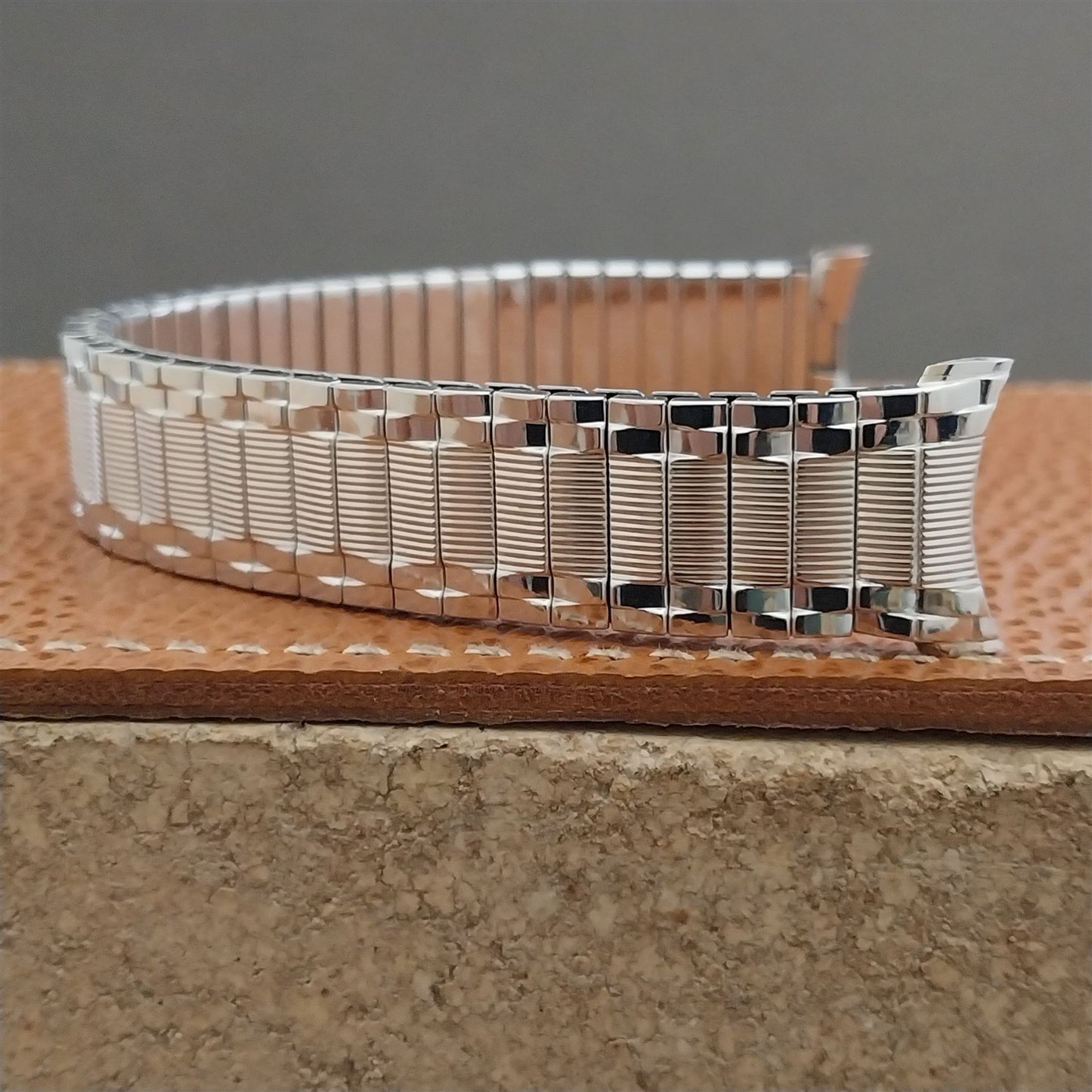 19mm 18mm Long 10k White Gold-Filled Speidel Colossus Unused Vintage Watch Band