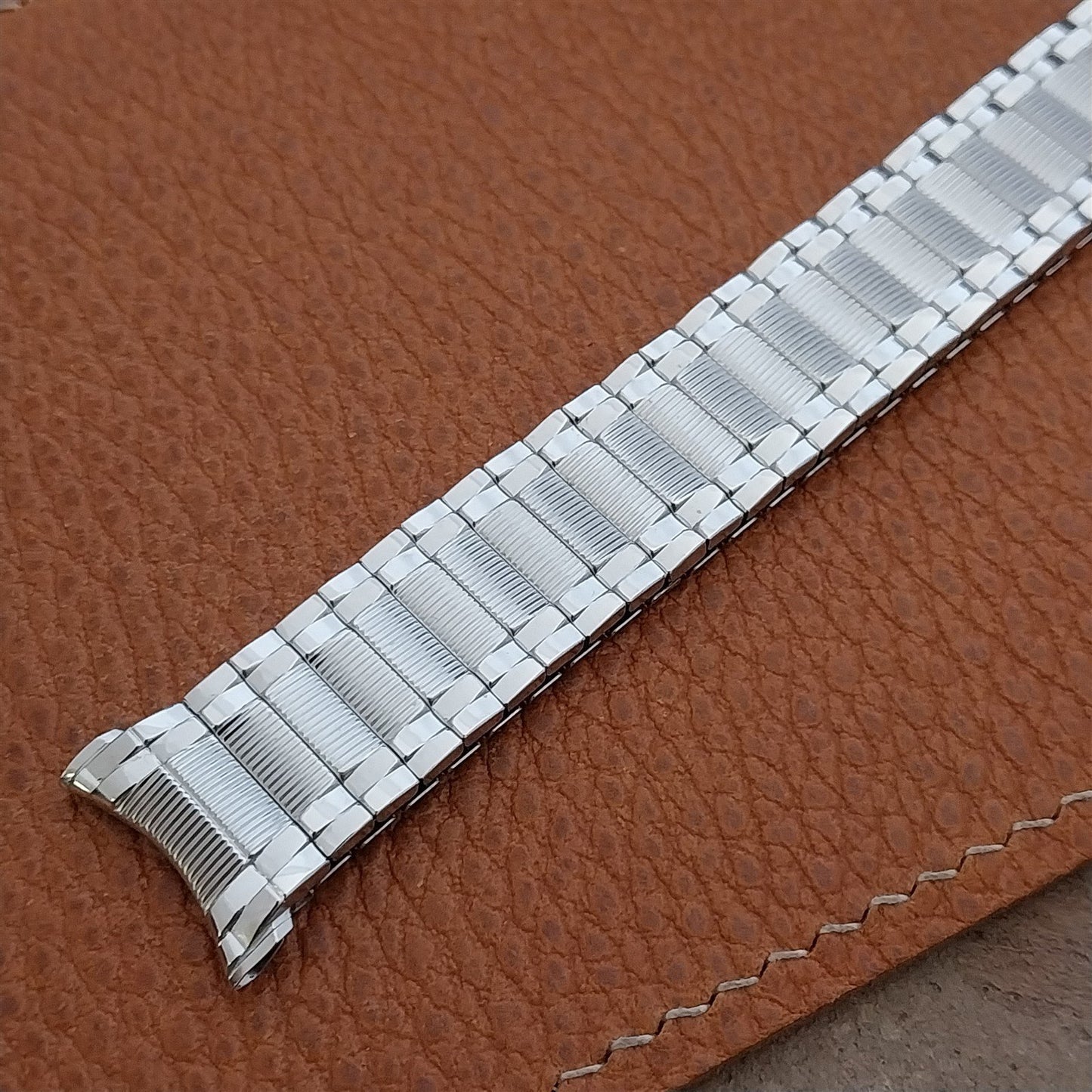 19mm 18mm Long 10k White Gold-Filled Speidel Colossus Unused Vintage Watch Band