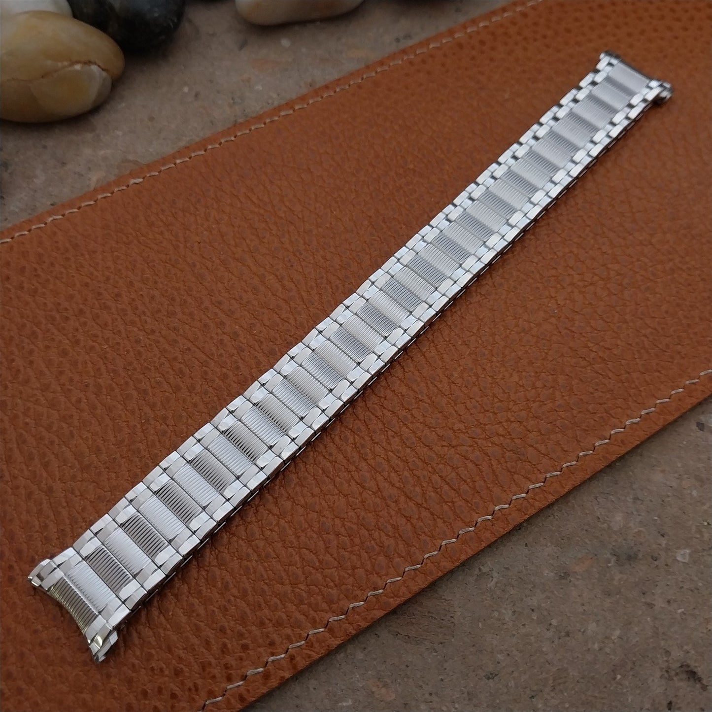 19mm 18mm Long 10k White Gold-Filled Speidel Colossus Unused Vintage Watch Band