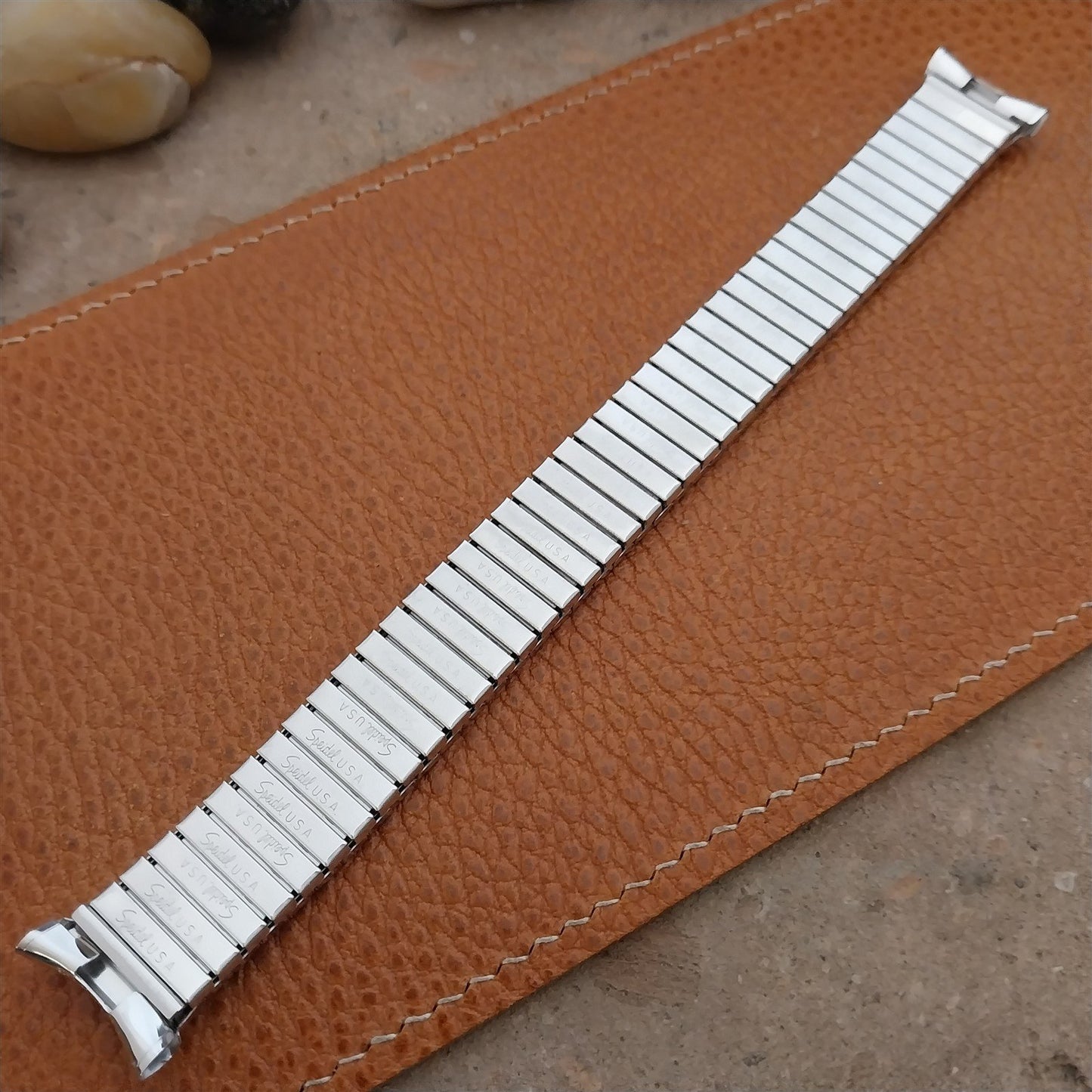 19mm 18mm Long 10k White Gold-Filled Speidel Colossus Unused Vintage Watch Band