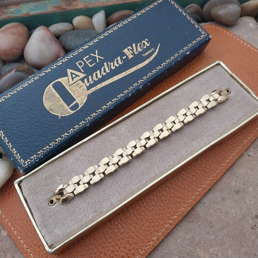 Apex Quadra-Flex 12k 1950s Yellow Gold-Filled Ladies Vintage Watch Band