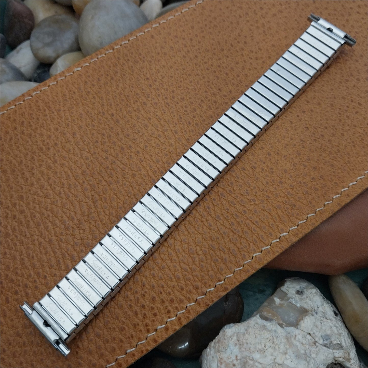 19mm 18mm Speidel Radial Stainless Steel Wide 1970s nos Long Vintage Watch Band