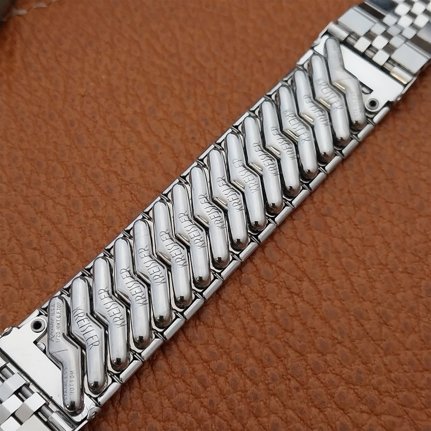 Vintage 5/8" Kreisler White Gold-Fill Brick Link Classic 1950s Unused Watch Band