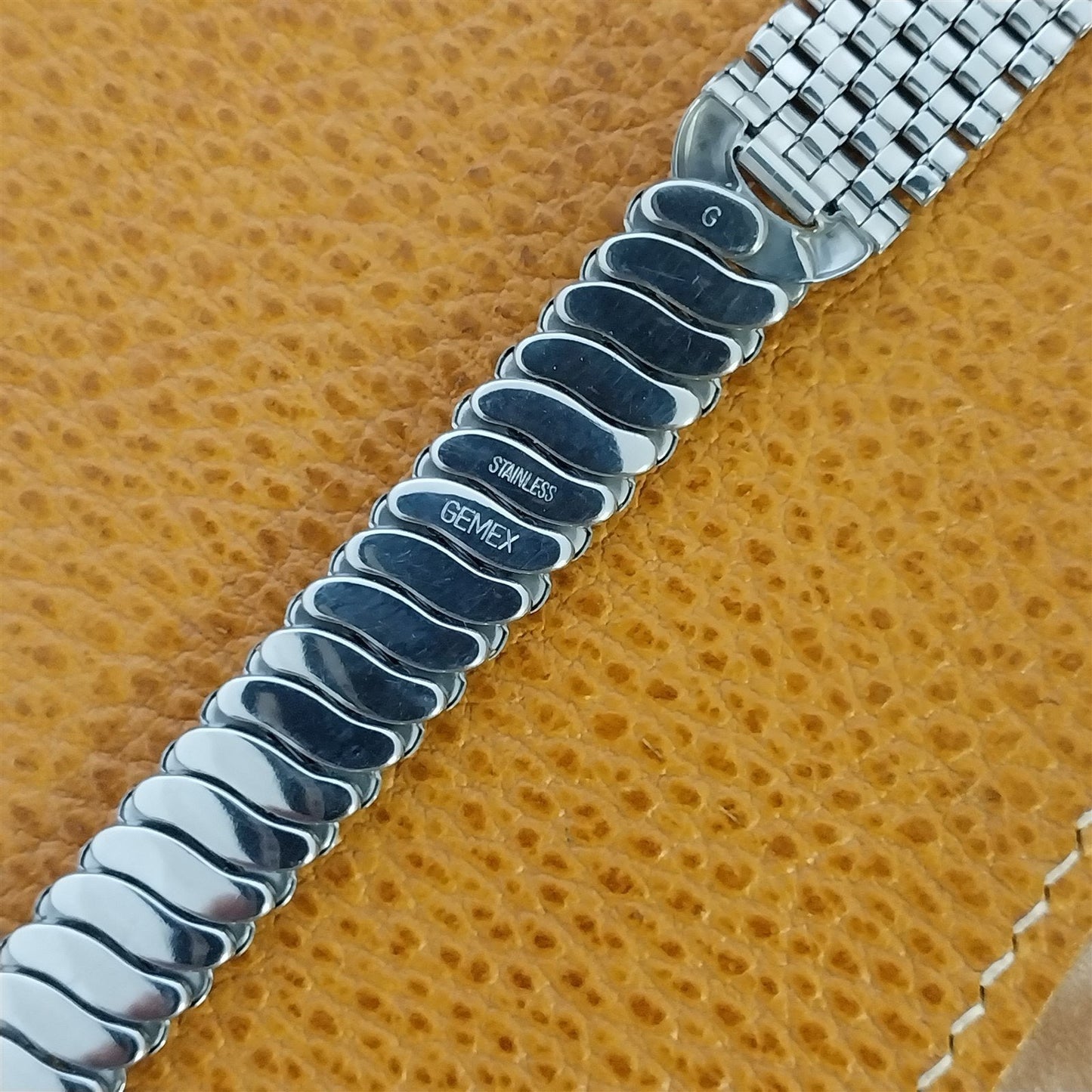 5/8" 16mm Stainless Steel Gemex Rice Beads Unused mcm 1950s Vintage Watch Band