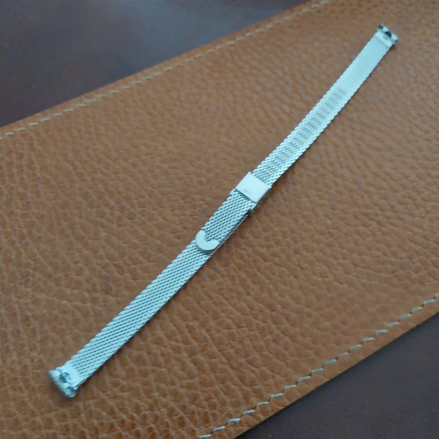 8mm White Gold-Fill Mesh Speidel Ladies 1960s Cocktail Watch Band